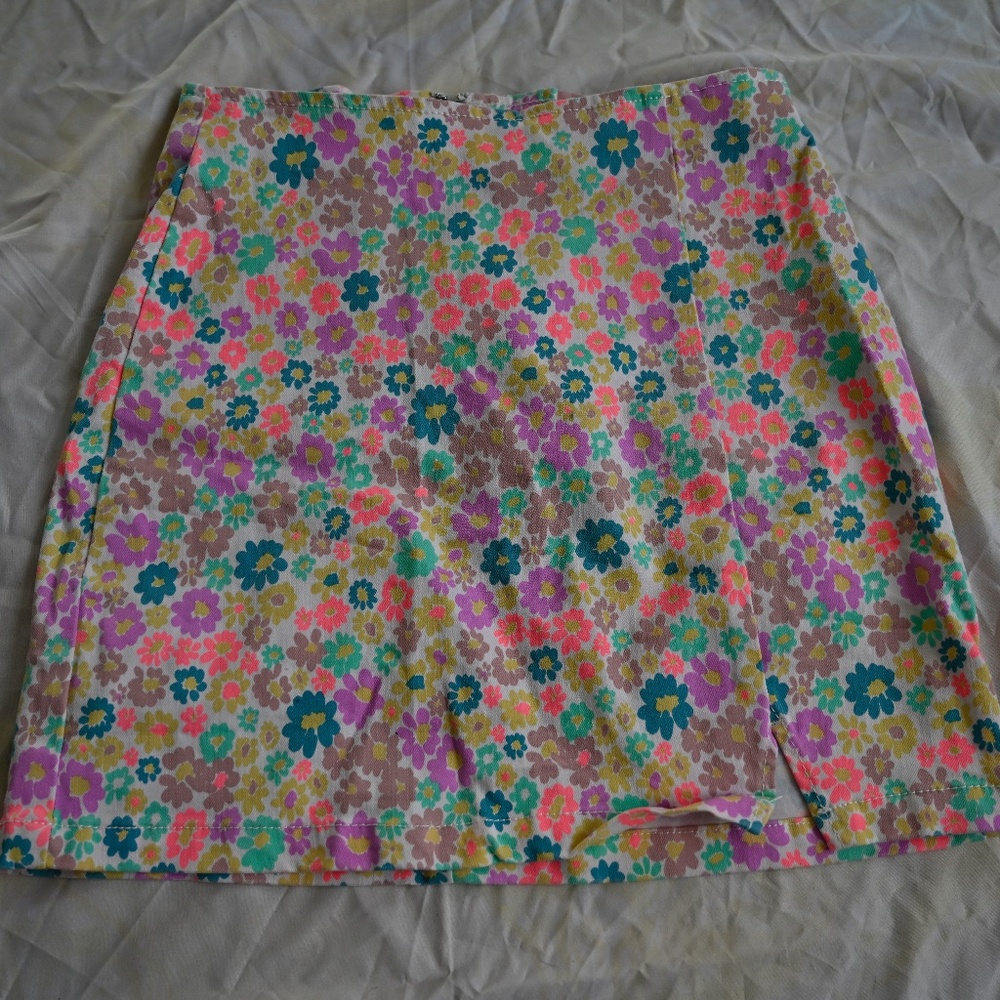 Wild Fable Pink & Orange A-Line Mini Skirt w/ Slit • Size 2